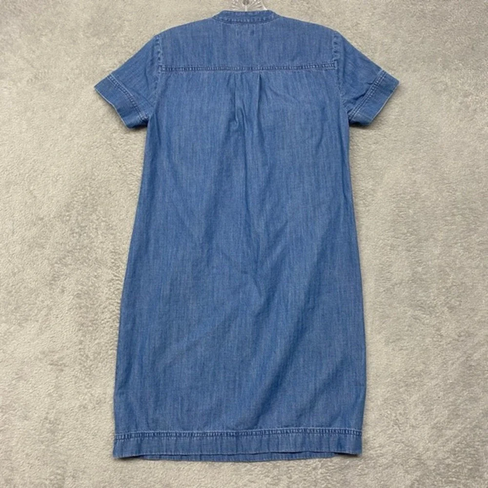 J.Crew Denim Dress‎ Women's Size 00 Short Sleeve Button Pockets Casual Chambray